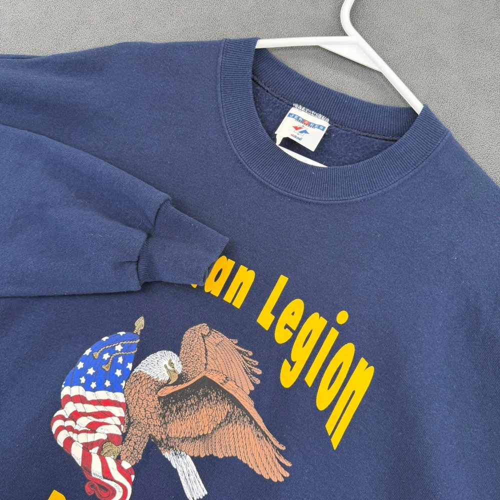 Vintage Jerzees American Legion Post 10 Manassas VA Eagle Sweatshirt Navy XL